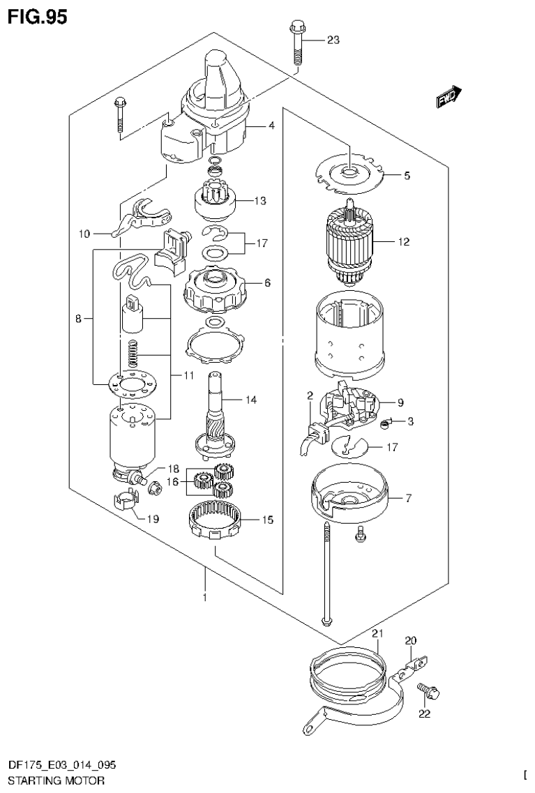 Suzuki DF175ZG STARTING MOTOR parts diagram